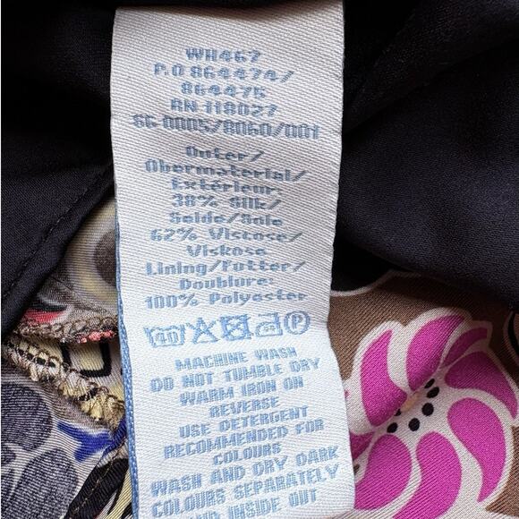 BODEN Silk Viscose Colorblock Floral Shift Dress Sz 10 Artsy Boho Retro Brompton - Picture 8 of 13